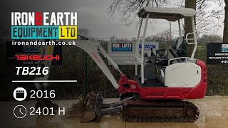 2016 Takeuchi TB216 17 Tonne Excavator [upl. by Eshman]