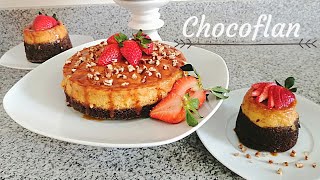 CHOCOFLAN con CAJETA fácil de preparar con YUS  Pastel imposible SIN HORNO [upl. by Enairb722]