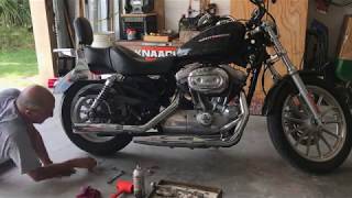 Harley Davidson Sportster Slip On Exhaust Install [upl. by Rubma]