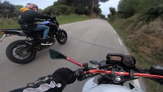 Yamaha MT07 AKRAPOVIC vs Yamaha XJ6 handmade exhaust [upl. by Rakel]