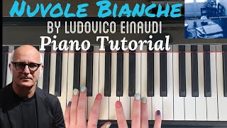 Nuvole Bianche by Ludovico Einaudi  Easy Piano Tutorial [upl. by Nwahsed]