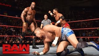 Darren Young amp Titus ONeil vs The Shining Stars Raw Aug 15 2016 [upl. by Natehc]