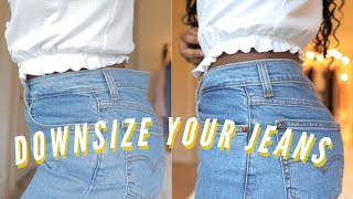 How to Easily Downsize The Waist in Jeans No Sewing or Elastic Needed [upl. by Angelica]