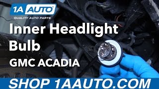 How to Replace Inner Headlight Bulb 0716 GMC Acadia [upl. by Ahsenyt]