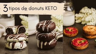 KETO DONUTS 3 recetas increíbles y súper fáciles de hacer  🍩 🍩 🍩1 carb [upl. by Halfdan]