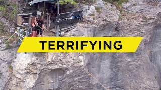 TERRIFYING CANYON SWING IN GRINDELWALD SWITZERLAND [upl. by Otinauj]