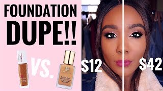 NEW DRUGSTORE FOUNDATION DUPE Estee Lauder VS Maybelline Full Coverage Foundation  Rose Kimberly [upl. by Anorahs]