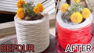 How To Coloring cement potsCement Pots Coloring Craft Ideas [upl. by Anoiuq]