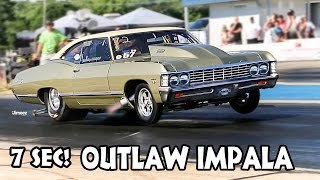 7 SEC 67 IMPALA quotEDDIE BIG BLOCKquot 1220HP 632CI TESTING AT BYRON DRAGWAY [upl. by Amena]