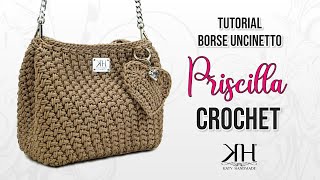 TUTORIAL BORSE UNCINETTO  quotPriscillaquot CROCHET BAG  PUNTO SPIGA ♡ Katy Handmade [upl. by Spalding432]