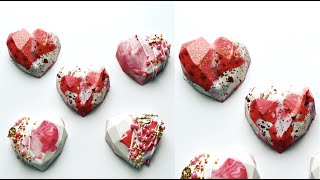 How to make geometric cake hearts  Cake decorating tutorials  Sugarella Sweets [upl. by Canfield156]