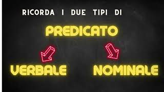 PREDICATO VERBALE E NOMINALE [upl. by Luhar340]