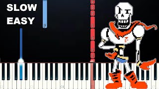 Undertale  Papyrus Theme Song  Bonetrousle SLOW EASY PIANO TUTORIAL [upl. by Akinad]