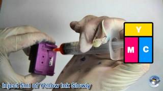 How to Refill HP 300XL HP 901 amp HP 301XL Colour Ink Cartridge [upl. by Omixam]