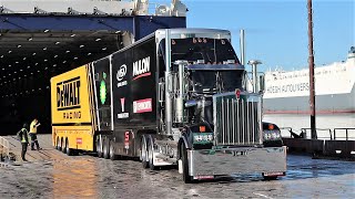 Flagship Kenworth T909 Supercars transporter returns to the Australian mainland [upl. by Hodge]