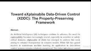 Toward eXplainabile Data Driven Control XDDC The Property Preserving Framework [upl. by Hanleigh92]