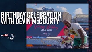 Patriots Fan Celebrates Birthday with Devin McCourty at Gillette Stadium [upl. by Ultan]