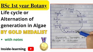 Life cycle of algaeAlternation of generationTypes of life cycle [upl. by Pansie]