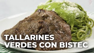 Tallarines verdes con bistec receta peruana  BUENAZO [upl. by Sitrik688]