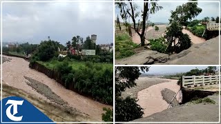 Panchkula Part of the bridge to Amrawati Enclave is damaged as water is released from Kaushalya dam [upl. by Bardo40]