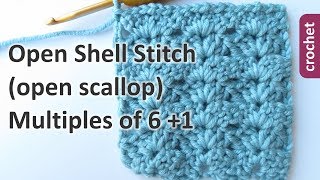 Open Shell  Scallop Stitch v1  Crochet Stitch Library [upl. by Relly]