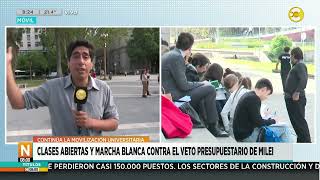 Clases abiertas y marcha blanca contra el veto presupuestario universitario de Milei │N800│221024 [upl. by Michi865]