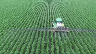 John Deere 4720 Sprayer spraying Corn Field [upl. by Aeriell23]