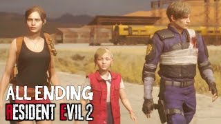 Resident Evil 2 Remake 2019  ALL ENDINGS  TRUE Ending Leon and Claire Endings [upl. by Dorcea]