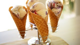 Red White and Blue Ice Cream with Homemade Waffle Cones COLLAB WITH ANNA OLSON OF OH YUM [upl. by Hamford]