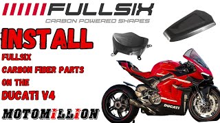 Ducati V4  Fullsix Carbon Fiber Tank Bottom and Alternator Cover Install [upl. by Jueta]