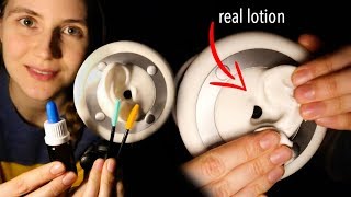 ASMR 3Dio LOTION EAR MASSAGE with Brushes amp Pipette [upl. by Nievelt]