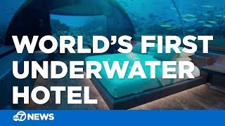 Worlds first underwater hotel opens in Maldives [upl. by Annoyek]