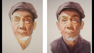 Watercolor portrait painting tutorial  old man portrait [upl. by Mildred]