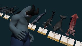 Crazy Sea Monsters Size Comparison 3D [upl. by Leumhs]