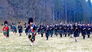 Massed Pipes and Drums of the Scottish highlands gather in Deeside for first parade of 2018 [upl. by Giarg102]