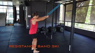 Resistance Band Ski  Ski Erg Exercises to do at home  Travel Workouts [upl. by Justina]