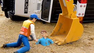 Bibo funny Stories with Police car and Excavator toys [upl. by Assennej967]