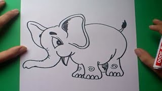 Como dibujar un elefante paso a paso  How to draw an elephant [upl. by Nittirb955]