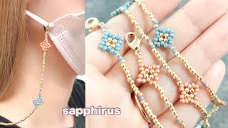 【簡単】マスクチェーンの作り方☆丸小ビーズだけで作れるマスクストラップ ビーズステッチ初級 DIY Beaded Face Mask ChainTutorialSeed Beads [upl. by Hgielar]