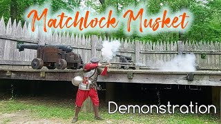 Matchlock Musket Firing Demonstration at Jamestown Settlement Virginia USA [upl. by Aivatnohs]