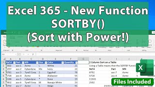 Power Sorting in Excel with SORTBY  New Excel 365 Function to Sort Data [upl. by Bronwyn812]