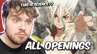 First Time Reaction to Dr STONE Openings 16 [upl. by Aleicarg635]