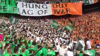 Green Brigade Display  Celtic vs Rangers  Celtic Fans Standing Section [upl. by Ahron796]