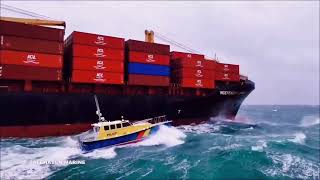 Pilot Boat And Container Ship Storm [upl. by Nnylatsyrc]