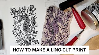 LinoCut Printmaking Process  Tips and Tricks  EHollingsheadArt [upl. by Lotsirb]