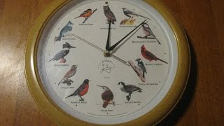 Singing Bird Wall Clock Dark Sensor National Audubon Society 13 Chirps On Hour [upl. by Acir]