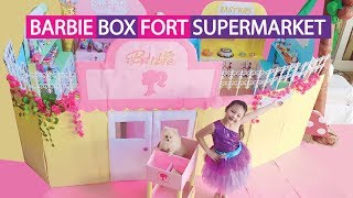 Barbie Supermarket Box Fort Pretend Play [upl. by Gal]