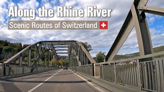 Along the Rhine River from Bülach to Basel – Driving on Scenic Routes Switzerland 🇨🇭 [upl. by Ttirrem]