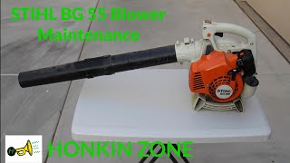 STIHL BG55 Blower Maintenance  Spark Plug Air Filter Gas Filter Spark Arrestor [upl. by Allain]