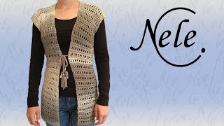 Anleitung für Strickweste mit Lochmuster  Weste stricken DIY by NeleC [upl. by Almena128]